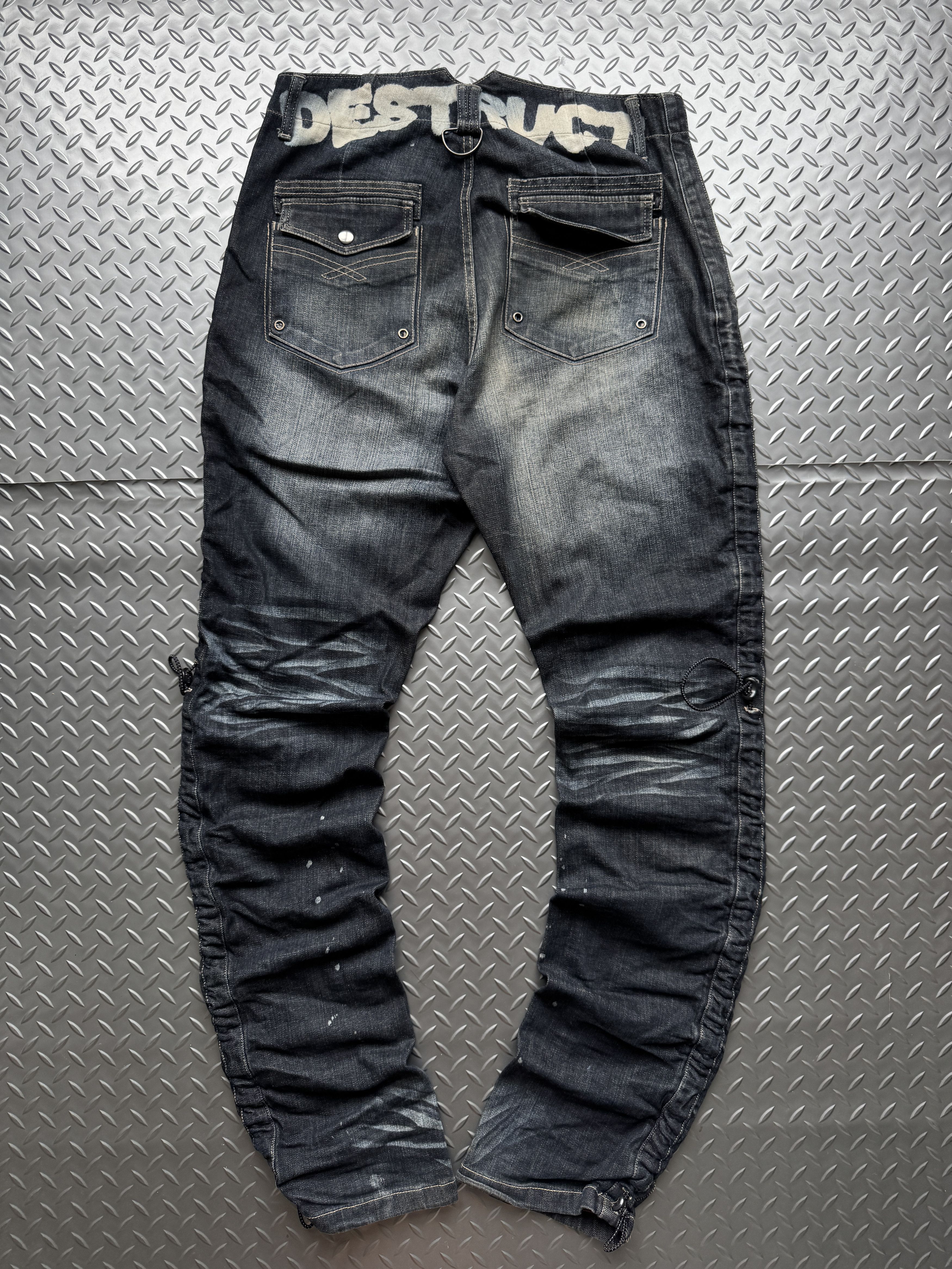 PPFM PPFM Destruct Product Ruched Biker Denim Jeans Size US 33 - 7 Thumbnail