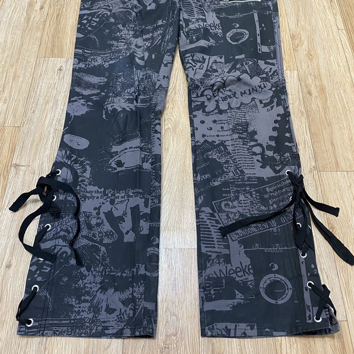 Hysteric Glamour 2000s Ba-Tsu Club Punk Style Bottom Lace Printed Pants Size US 32 / EU 48 - 3 Thumbnail