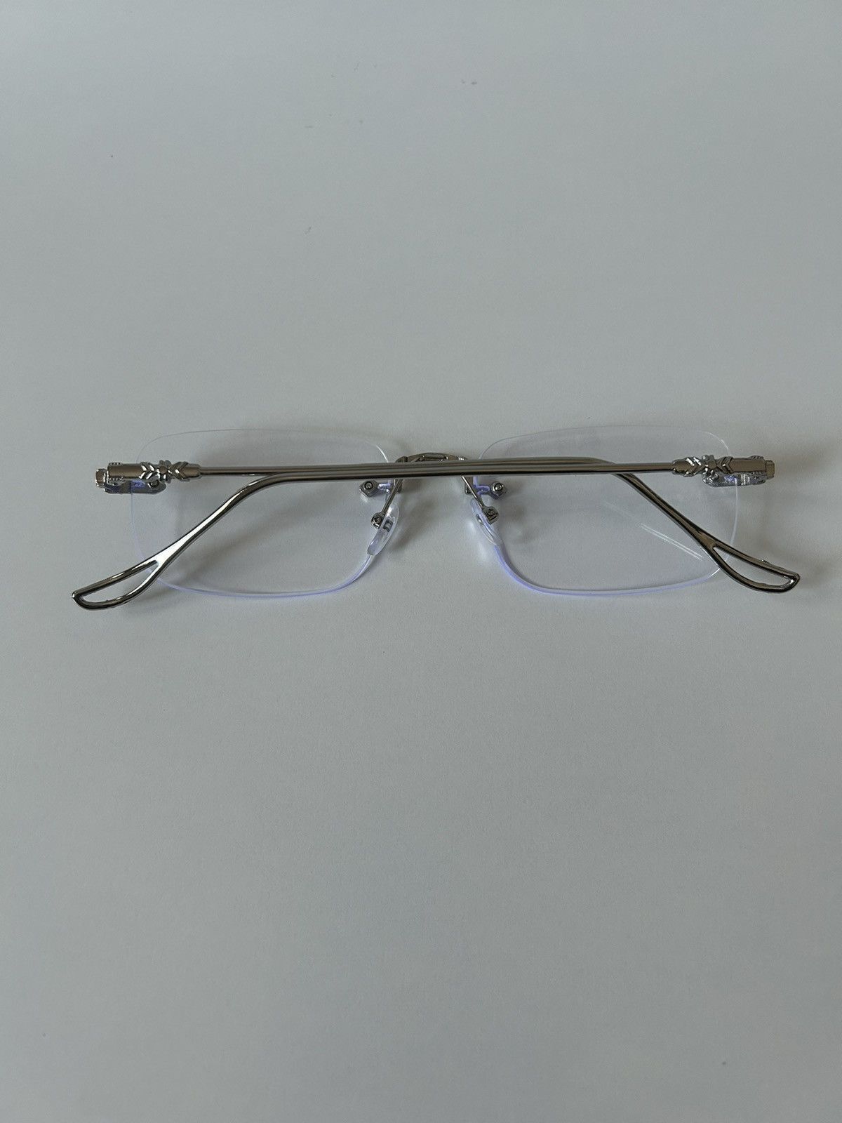 Japanese Brand 90s Y2K style silver cross rimless blue tint lux glasses Size ONE SIZE - 5 Thumbnail