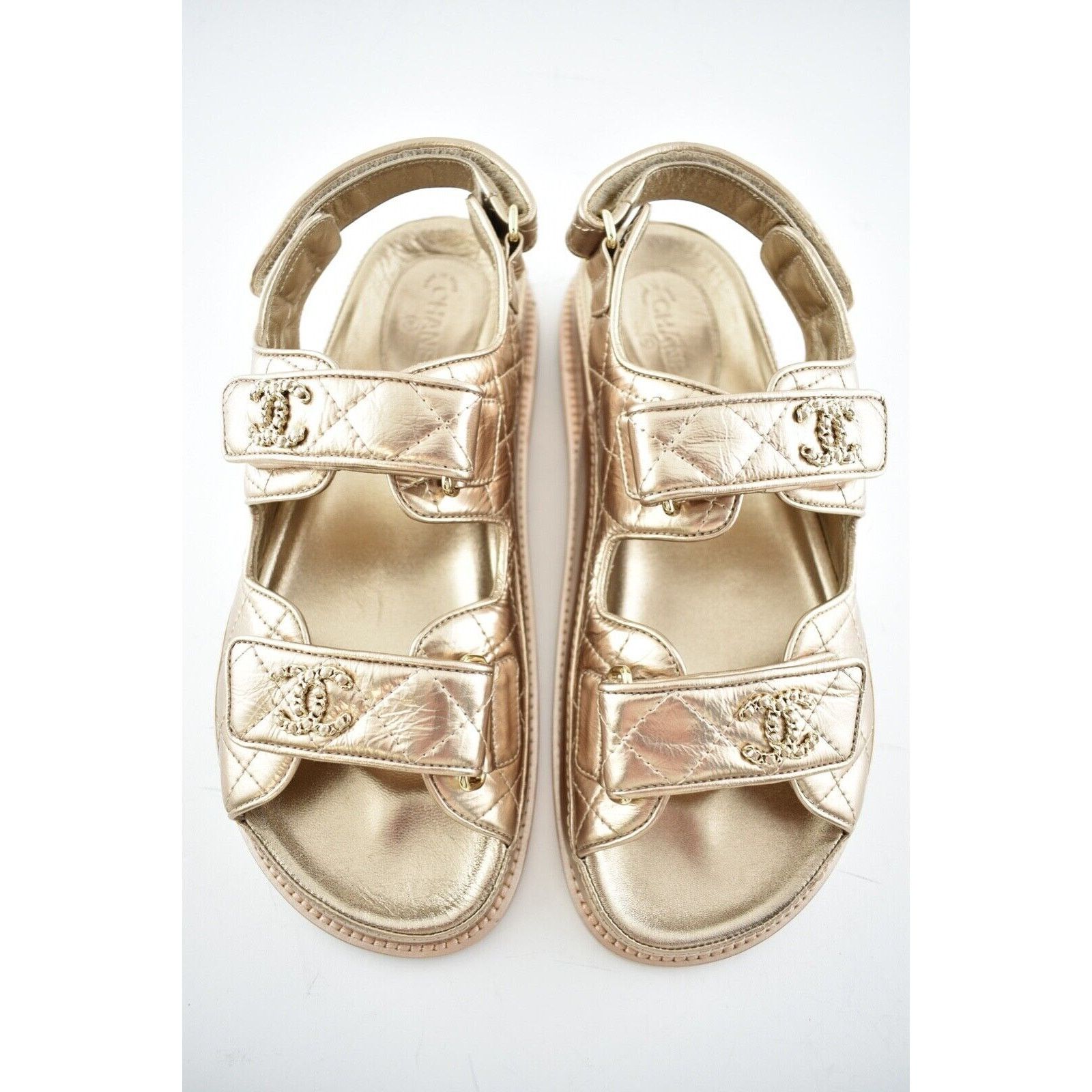 Chanel Chanel 21C Bronze Quilt Chain CC Logo Mule Slide Strap Flat Size US 6.5 / IT 36.5 - 7 Thumbnail