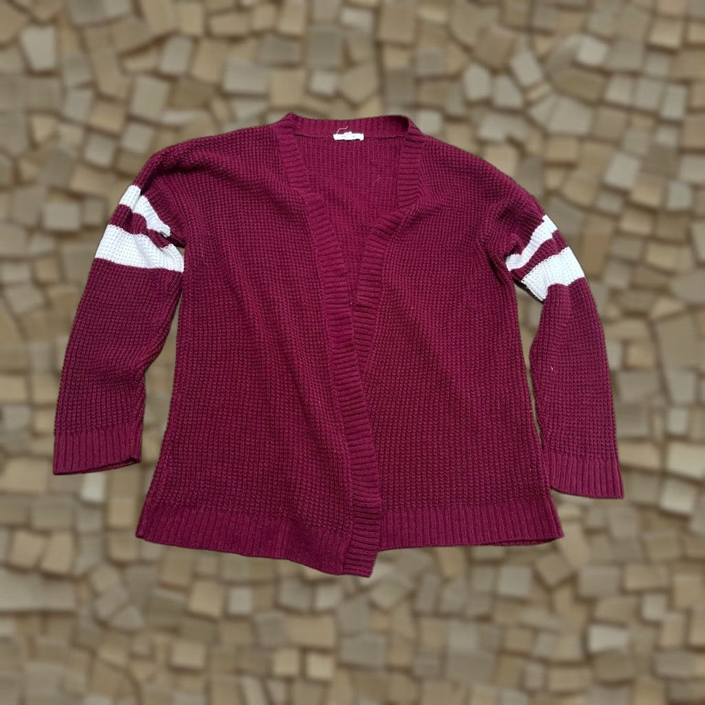 Vintage Maurices Women's Sweater Cardigan Open Maroon/Red Long Sleeve Casual Regular Size M Womens Size M / US 6-8 / IT 42-44 - 1 Thumbnail