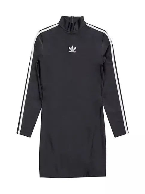 Adidas × Balenciaga o1w1db10824 Long Sleeve Mini Dress in Black/White Size L / US 10 / IT 46 - 1 Thumbnail