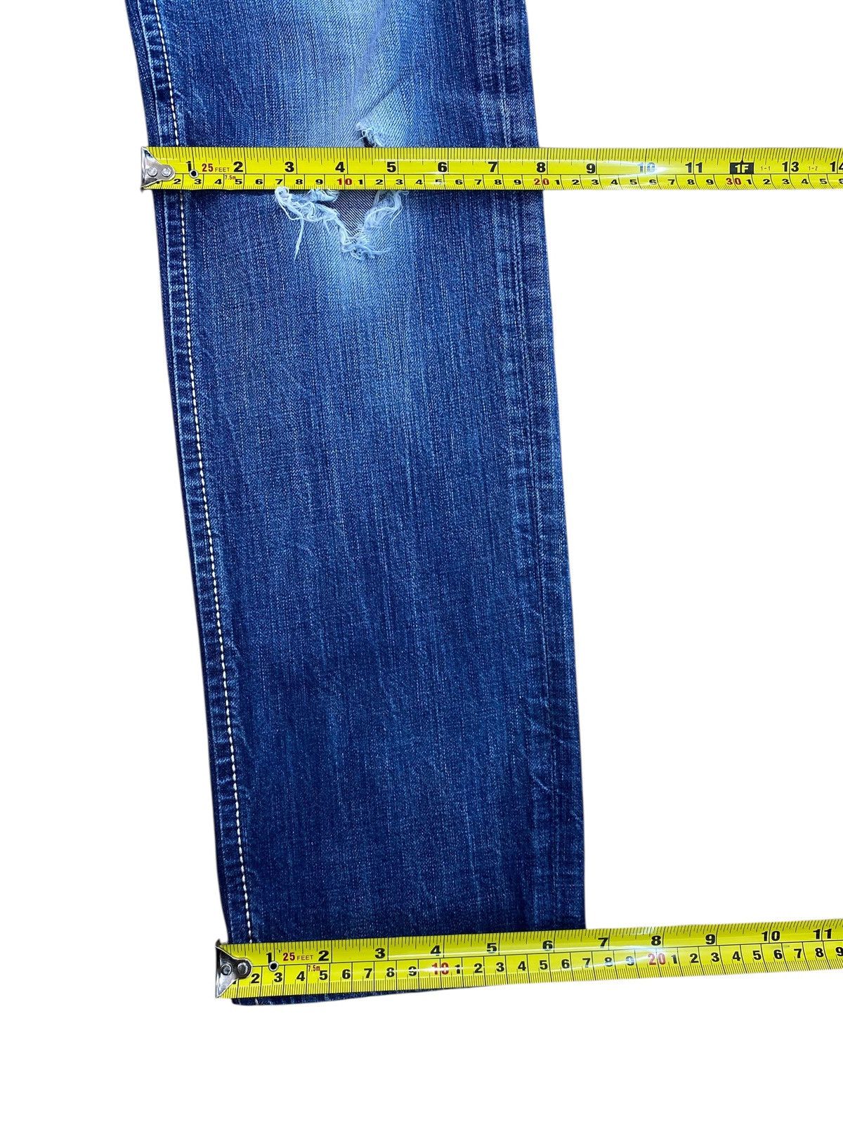 Edwin Edwin Faded Blue Wash Ripped Style Straight Cut Jeans Size US 32 / EU 48 - 10 Thumbnail
