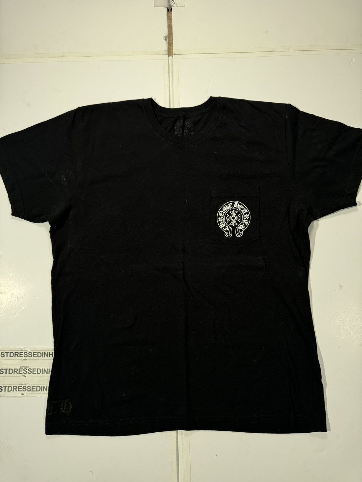 image of Chrome Hearts 'honolulu' Pocket Tee Gothic Cross Size XL in Black, Men's