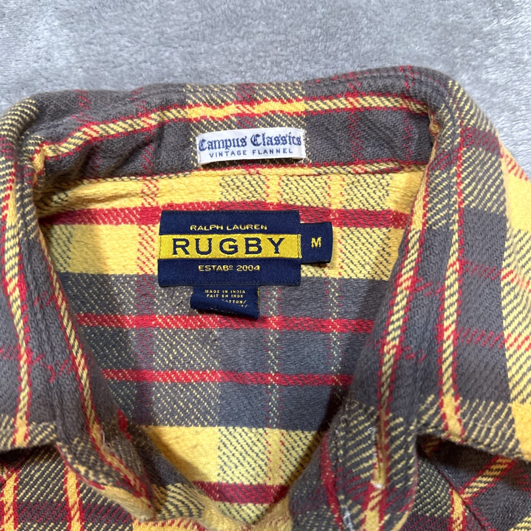 Ralph Lauren VINTAGE Ralph Lauren Rugby Shirt Plaid Flannel Heavyweight Pearl Snap M Yellow Men’s Regular Size M Size US M / EU 48-50 / 2 - 3 Thumbnail