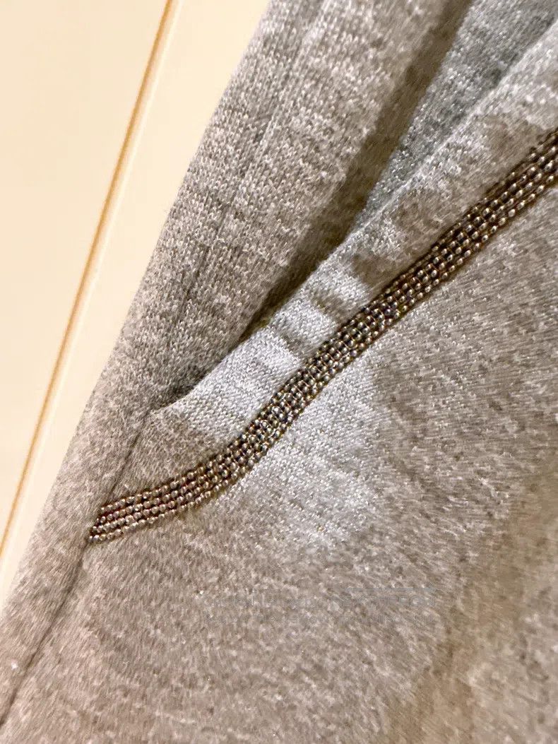 Brunello Cucinelli Brunello Cucinelli size M Grey silk cotton long pants with Size 24" / US 00 / IT 34 - 6 Thumbnail