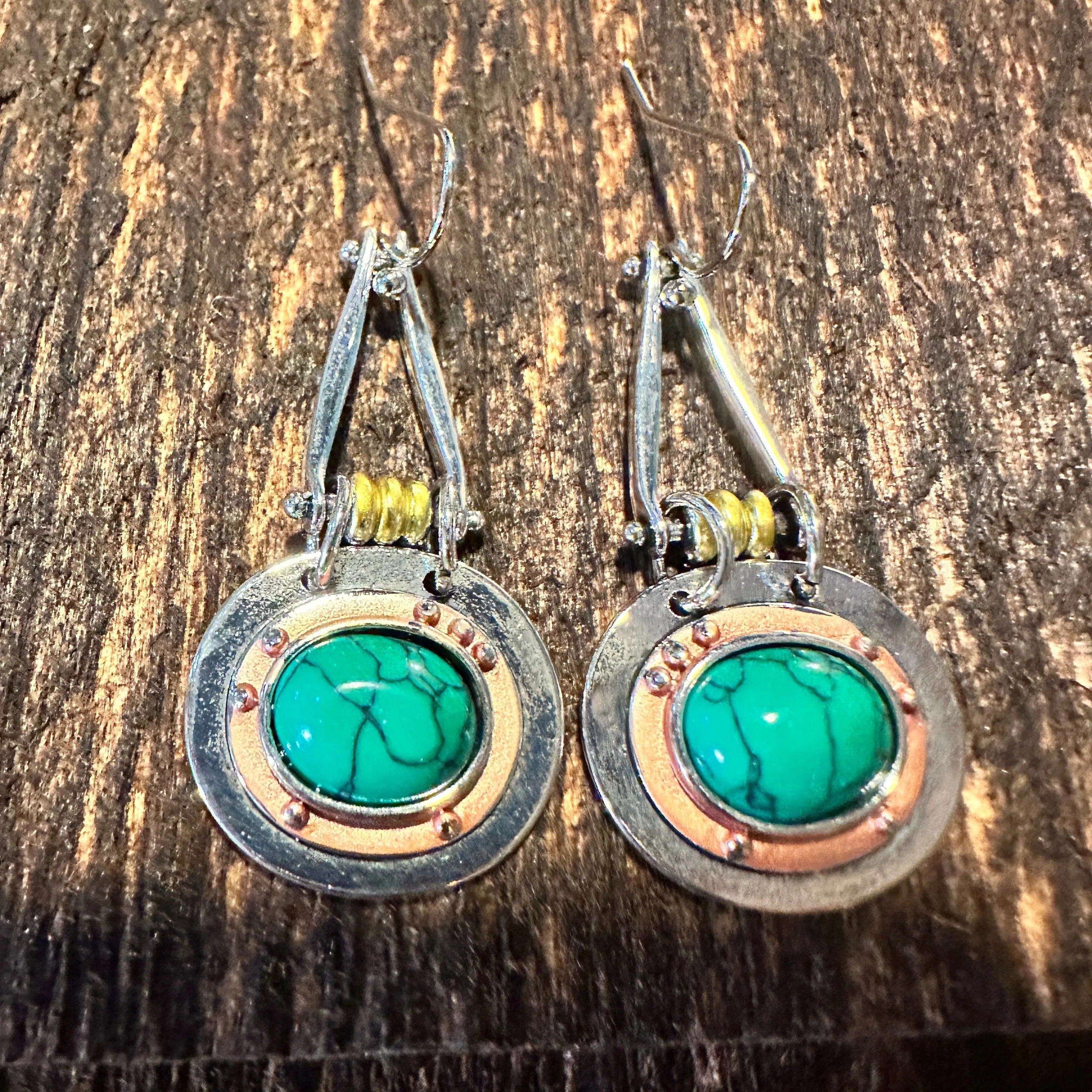 Other Boho Hippie Cowgirl Western Green Agate Teardrop Silver Earr Size ONE SIZE - 3 Thumbnail