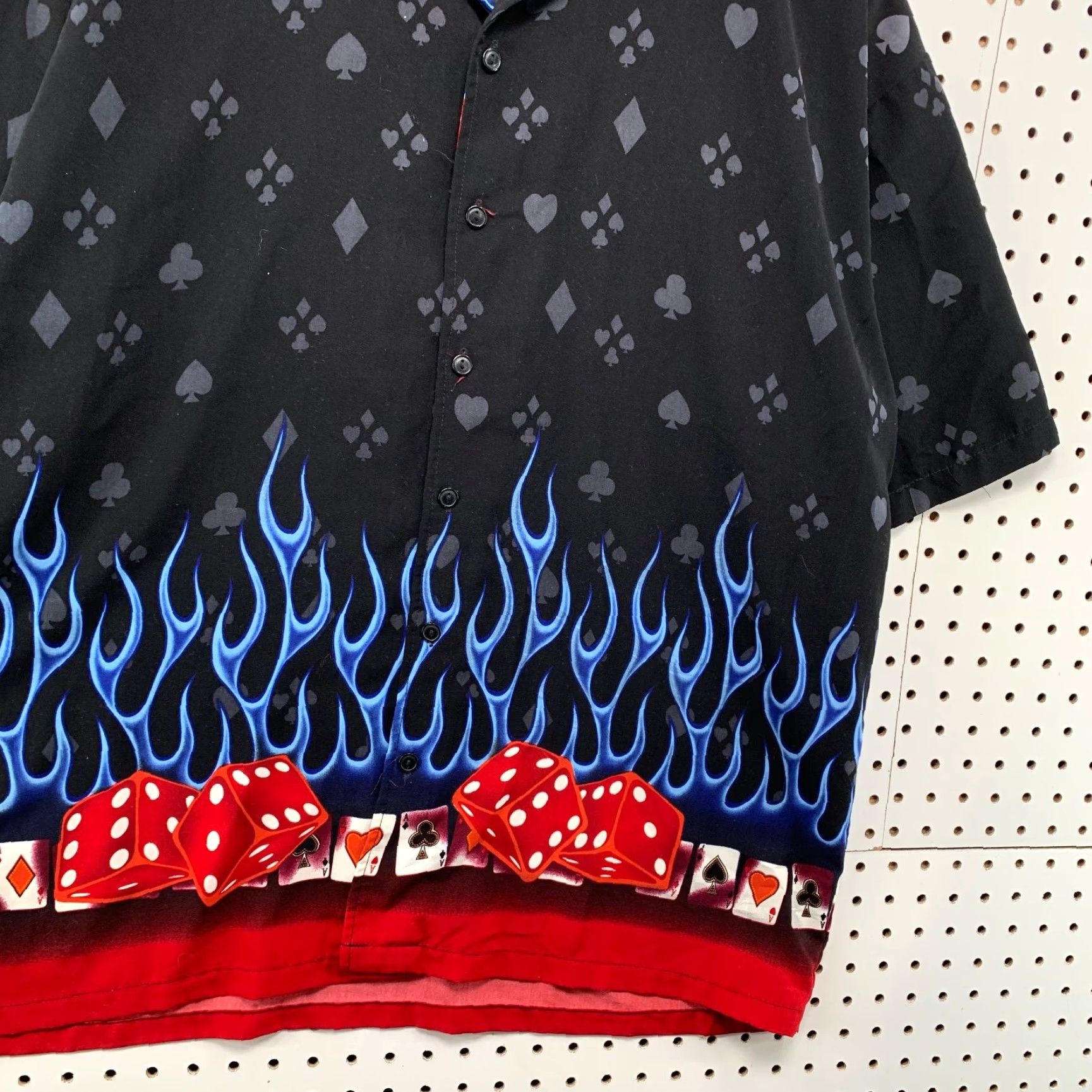 Vintage OSCAR MISA Button Shirt Mens 2XL Black Short Sleeve 100% Polyester Vintage Dice Flame Shirt Mens Button-Up Size US XXL / EU 58 / 5 - 6 Thumbnail