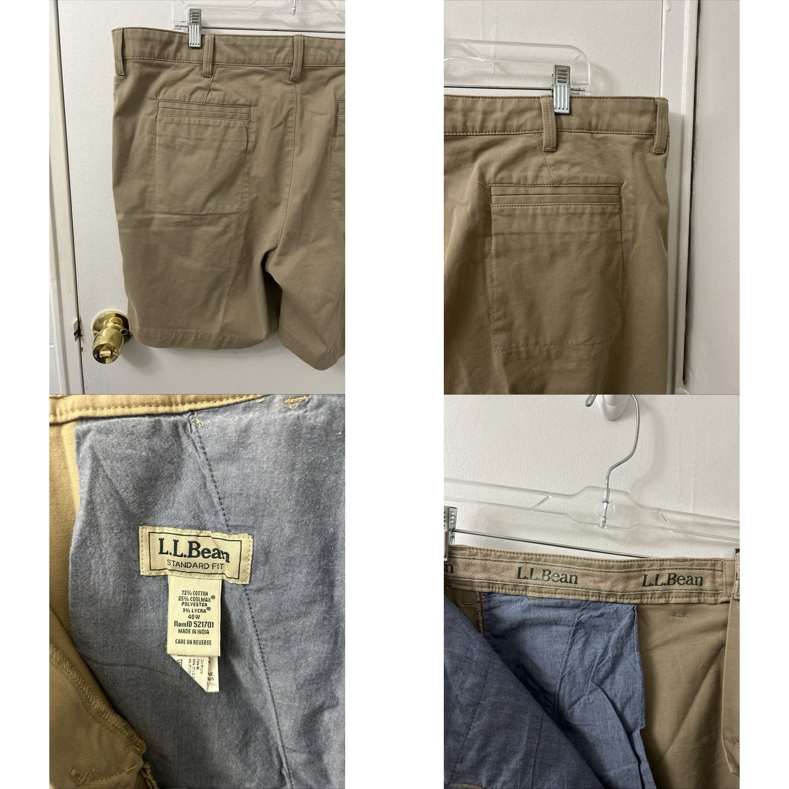 Vintage LLBean Chino Shorts Mens 40 Tan Brown Comfort Stretch 8” Inseam Casual Pocket Lightweight Size US 40 / EU 56 - 8 Thumbnail