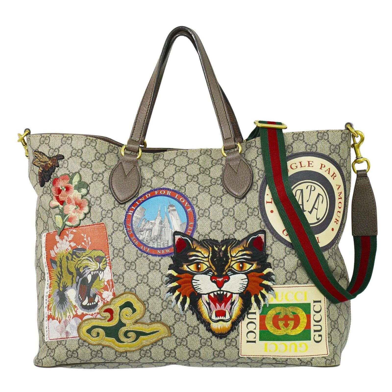 Gucci Gucci Courrier Convertible Soft Open Tote GG Coated Canvas with Applique Size ONE SIZE - 1 Thumbnail