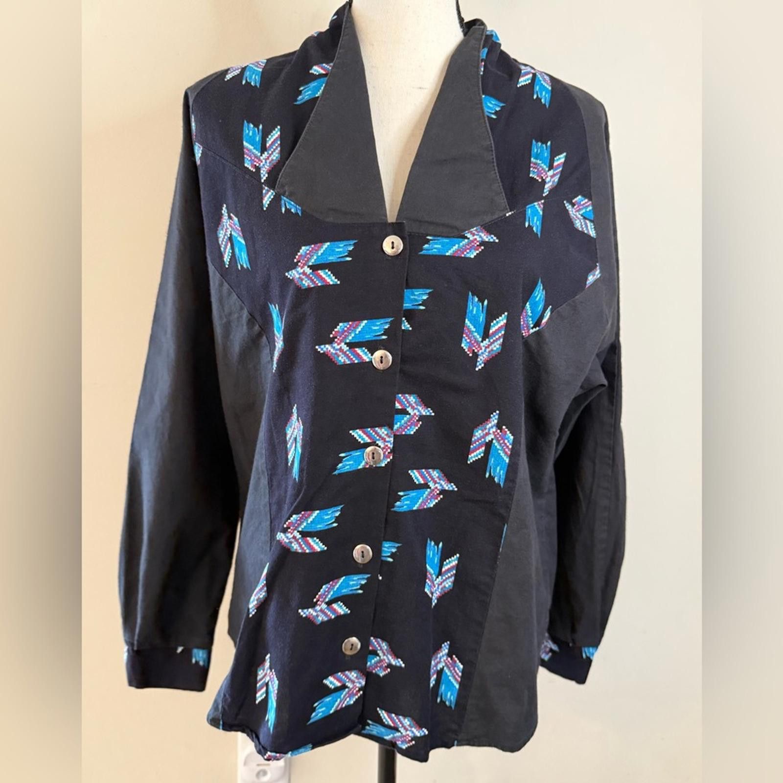 Other Ozark Mountain vintage western black teal button up top SZ M Size M / US 6-8 / IT 42-44 - 1 Thumbnail