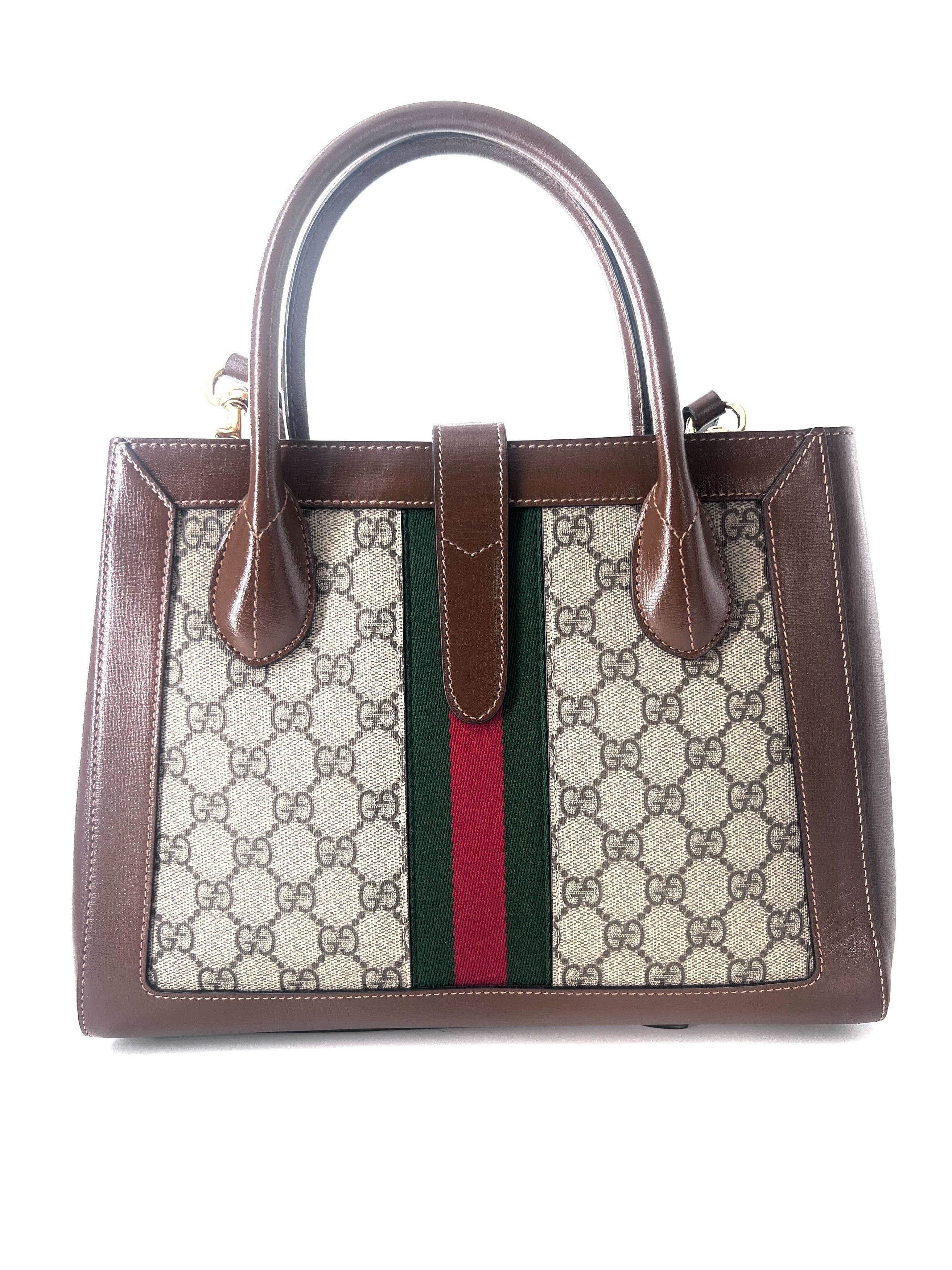 Gucci Gucci Ophidia Top Handle Tote GG Coated Canvas with Leather Size ONE SIZE - 1 Thumbnail