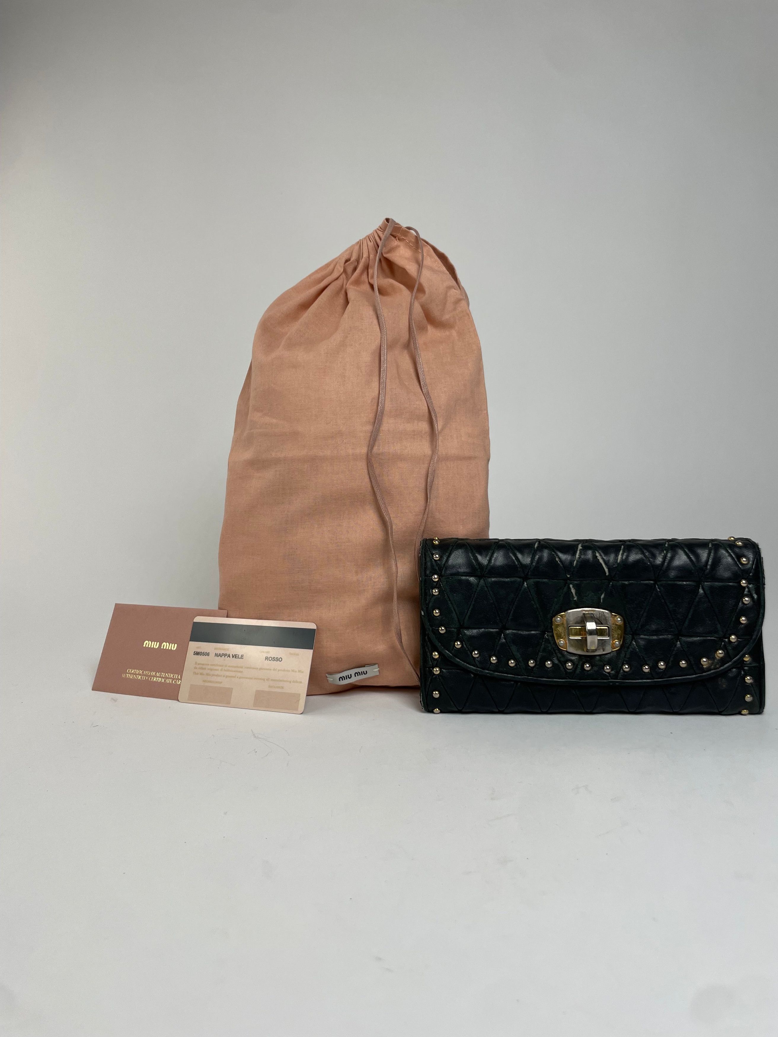 Miu Miu Vintage Studded Leather Wallet Black Size ONE SIZE - 1 Thumbnail