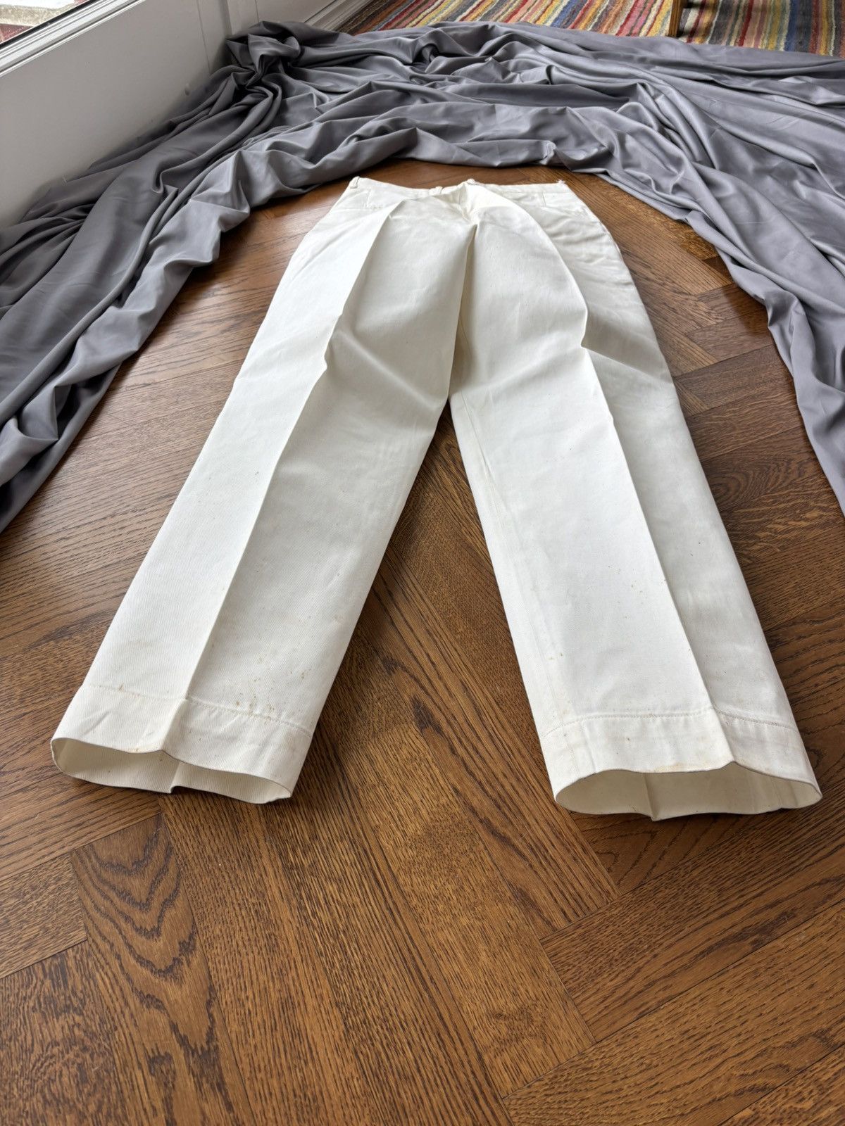 Vintage 1950s Trousers Vintage Dress Pants RCN Navy WW2 Structured Size 34R - 5 Thumbnail