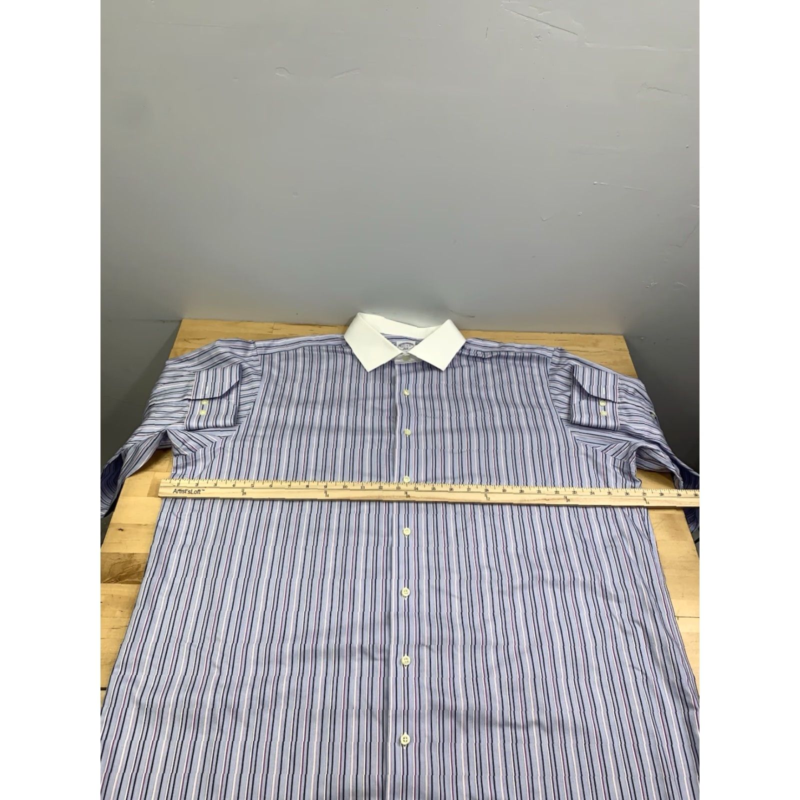 Brooks Brothers Brooks Brothers 346 Dress Shirt Men 17 1/2 Blue Purple Strip Casual Work 12911 Size US XXL / EU 58 / 5 - 6 Thumbnail