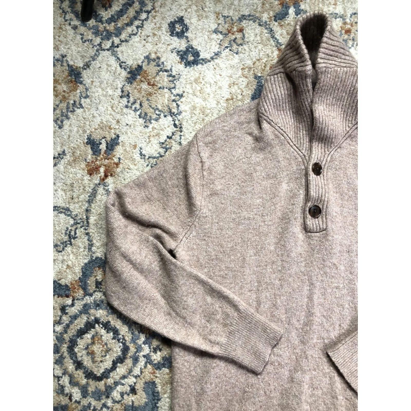 J.Crew J.Crew Mens Sweater Mock Neck Henley Knit Long Sleeve Brown M Regular Plain Solid Knit Pullover Winter Casual Mens Size US M / EU 48-50 / 2 - 3 Thumbnail