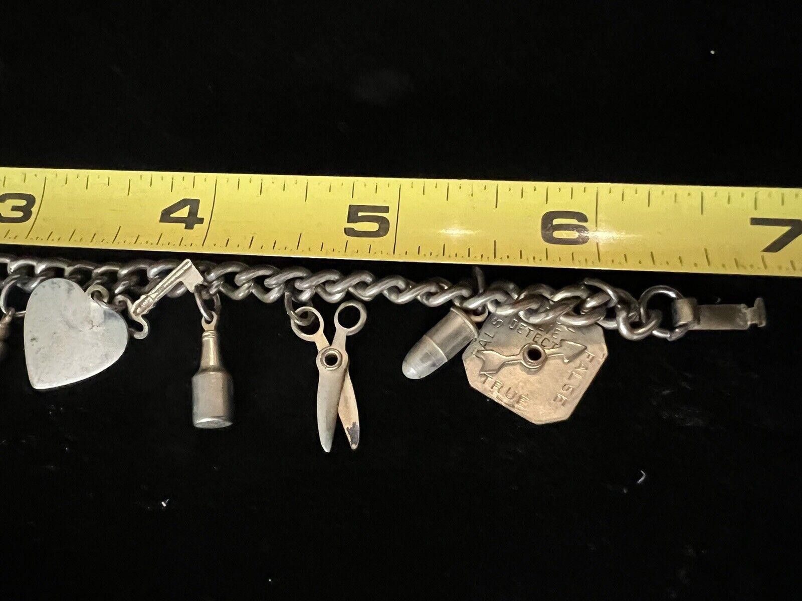 Designer Vintage Charm Bracelet 11 Charms Clasp Broken Size ONE SIZE - 6 Thumbnail