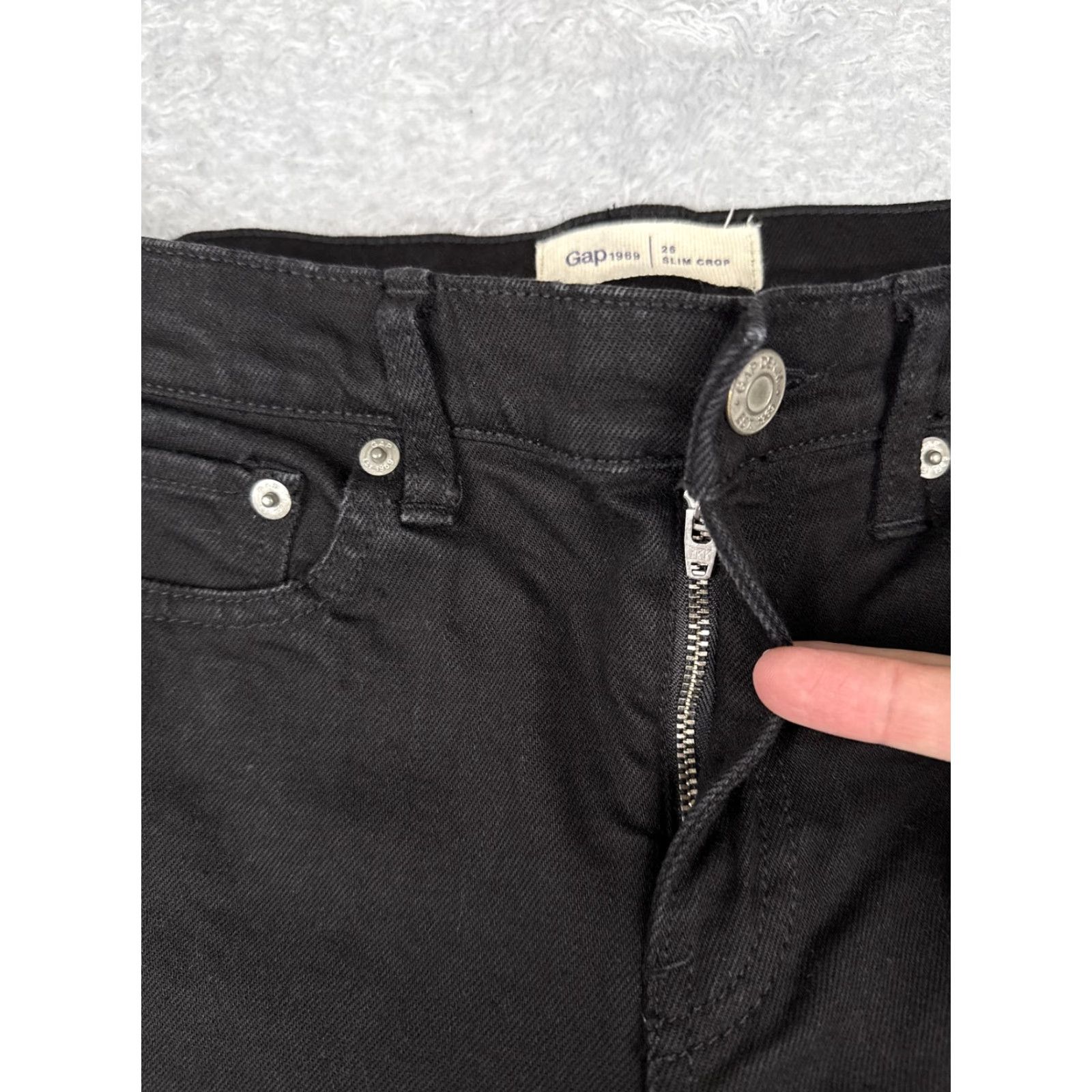 Gap Gap 1969 Jeans Womens Slim Crop Ankle Lace Hem Black 26x24 Denim Stretch Size 26" / US 2 / IT 38 - 5 Thumbnail