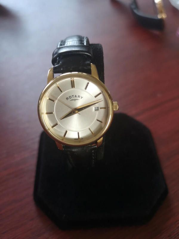 Designer Rotary gold dial black leather strap watch Size ONE SIZE - 8 Thumbnail