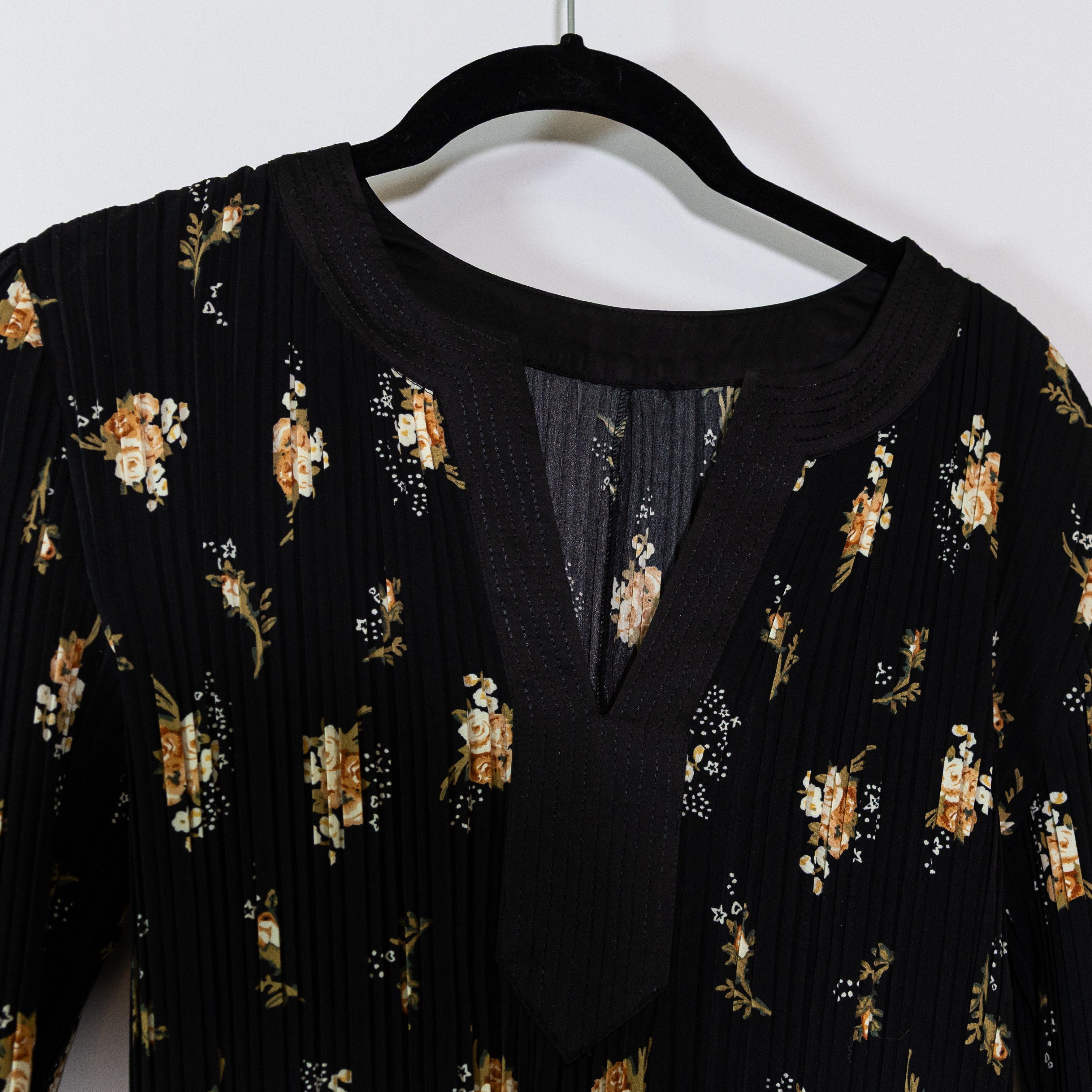 Maje Maje Floral Flower Print Pattern Pleated Size L / US 10 / IT 46 - 3 Thumbnail