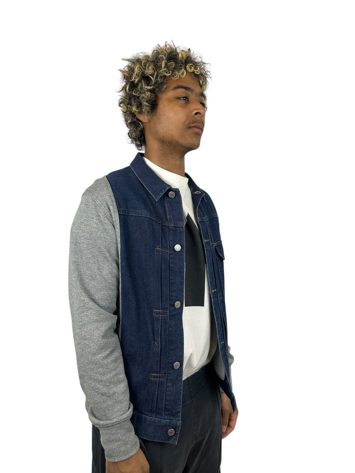 Japanese Brand Cabane de Zucca Hybrid Denim & Sweat Jacket Size US M / EU 48-50 / 2 - 2 Thumbnail