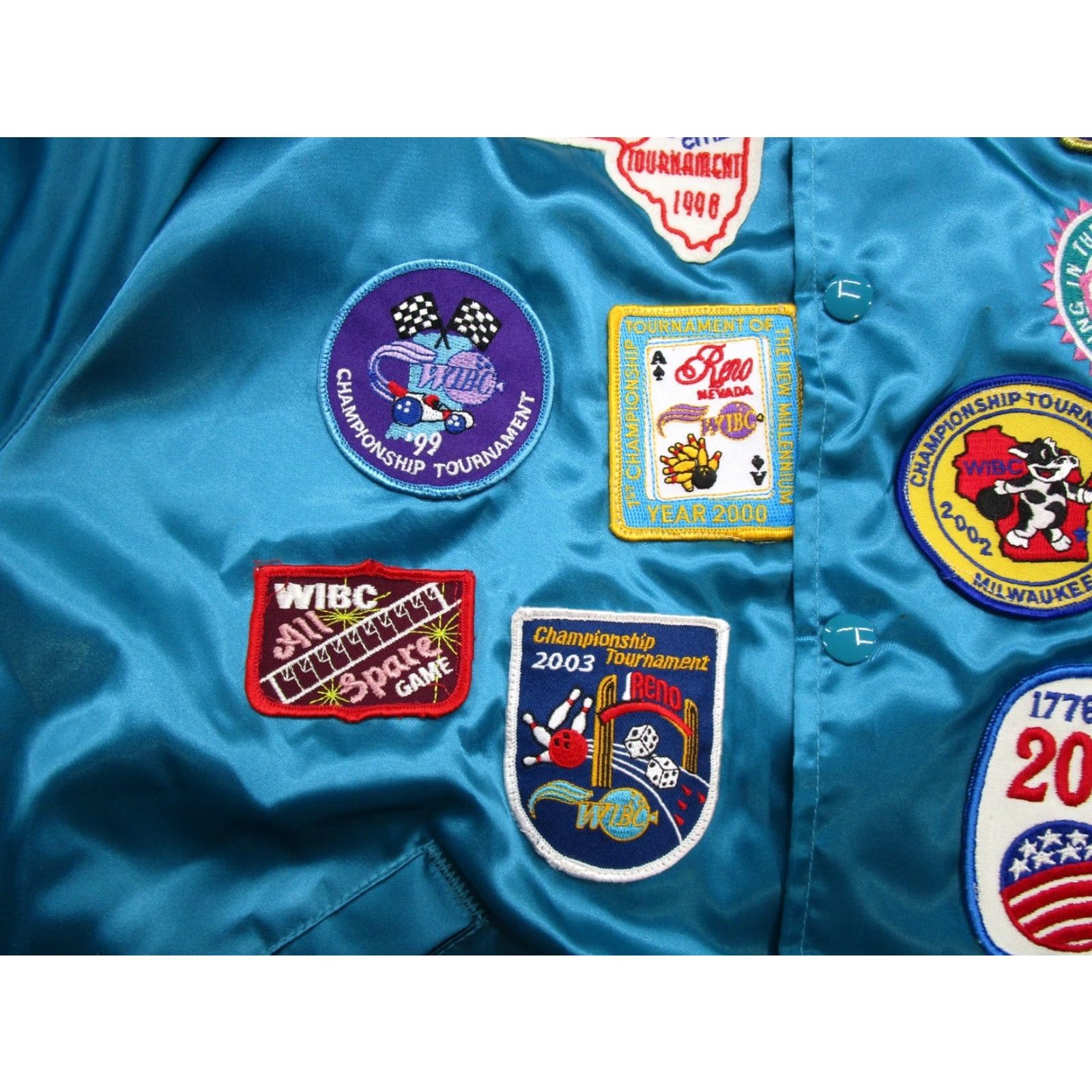 Vintage VINTAGE King Louie Satin Snap Up Bomber Jacket XL Blue Mens Size US XL / EU 56 / 4 - 3 Thumbnail