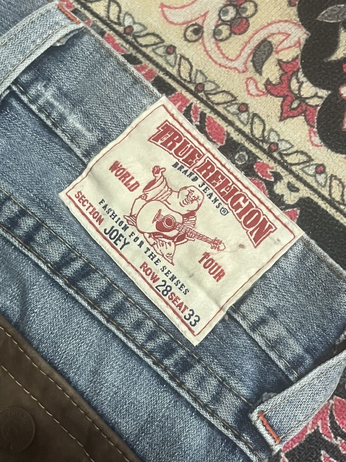 True Religion True Religion Joey Brown Leather Flap Pocket Flare Blue Jean Size US 28 / EU 44 - 9 Thumbnail