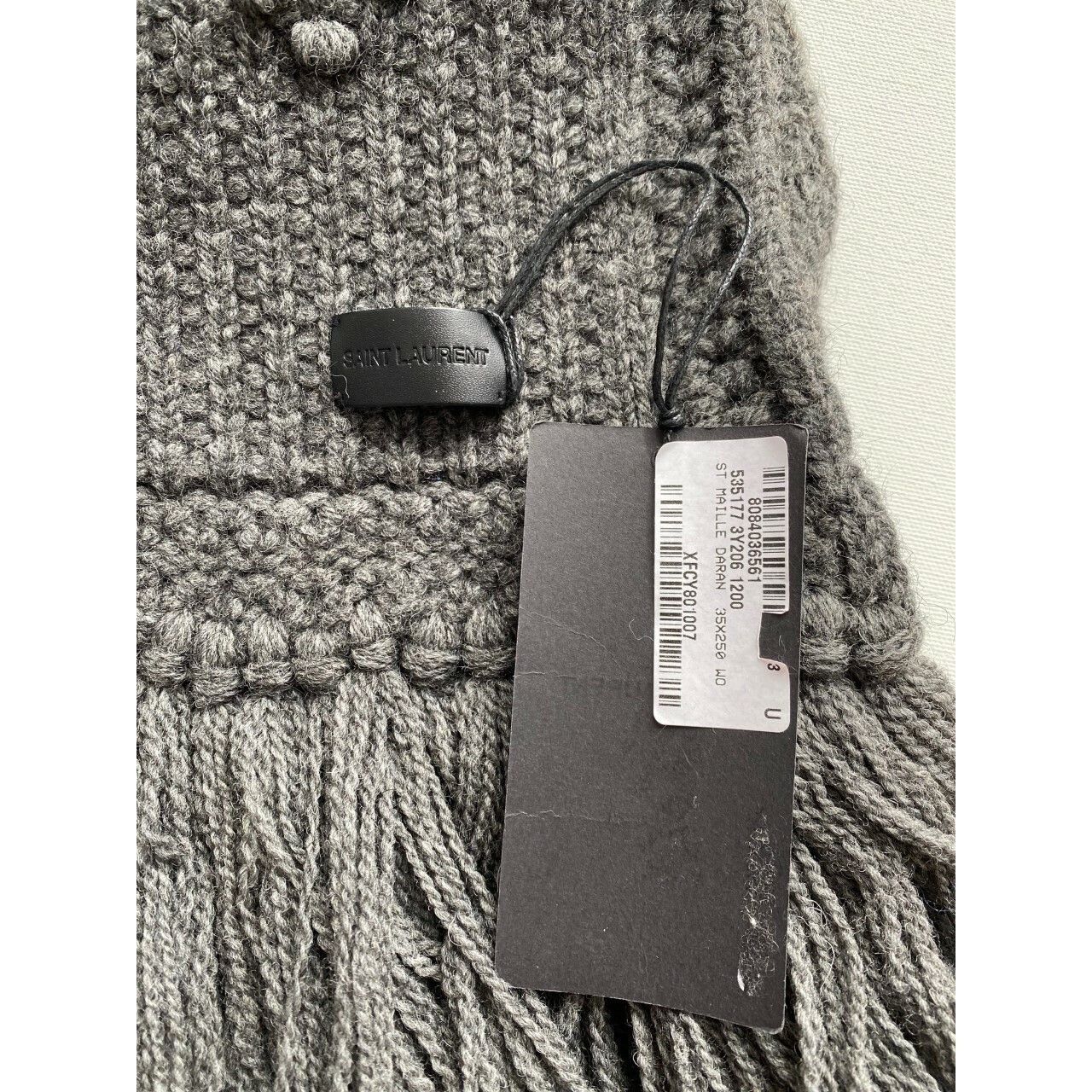 Saint Laurent Paris Saint Laurent Paris St Maille Daran Knit Scarf Grey Size ONE SIZE - 3 Thumbnail