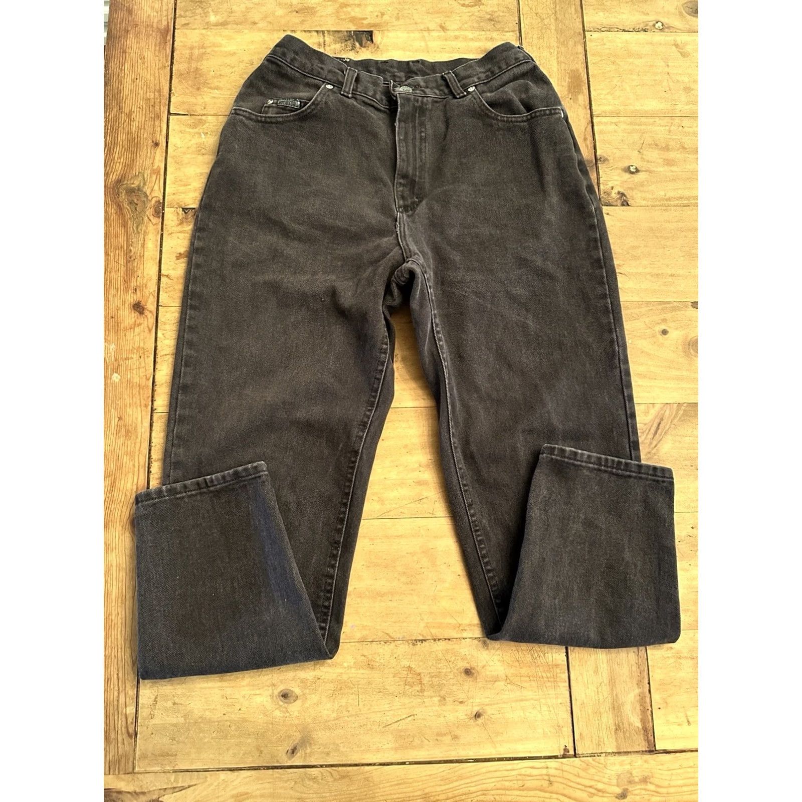 Lee VINTAGE Lee Mom Jeans Women 17 Black Riveted 80s USA Size 31x30 - Regular Straight Knit? Size 24" / US 00 / IT 34 - 2 Thumbnail