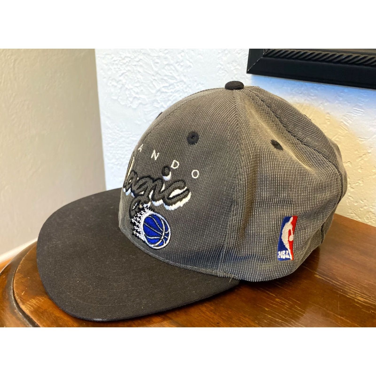 Lee Lee Orlando Magic Gray Hat 90s NBA Snapback Corduroy Mens Adjustable Gray Script Hat Size ONE SIZE - 2 Thumbnail