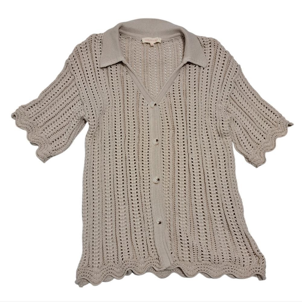 Other Solitaire 2 Piece Set Crochet Boho Knit Top/Pants Cover Up L Size 34" / US 12 / IT 48 - 5 Thumbnail