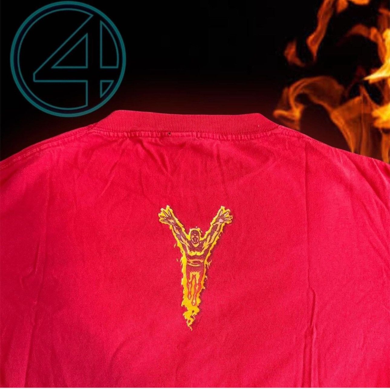 Changes Vintage 90s SINGLE STITCH HUMAN TORCH FROM FANTASTIC 4 movie Size US XL / EU 56 / 4 - 1 Thumbnail