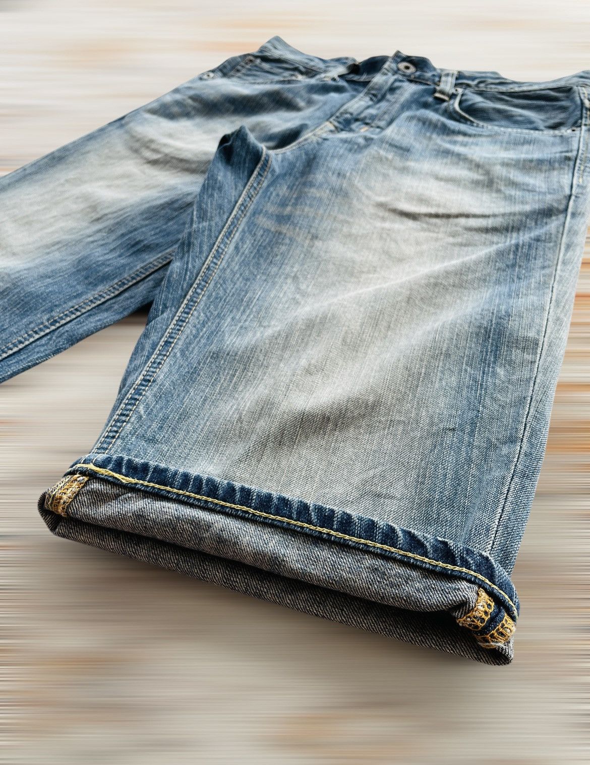 Edwin × Japanese Brand EDWIN WIDE SHORT BUCKLE BACK JEANS Size US 32 / EU 48 - 4 Thumbnail