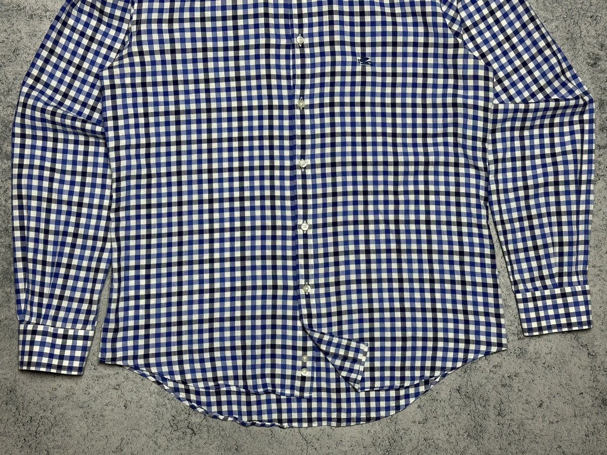Etro Etro Checkered Blue & White Long Sleeve Shirt Size US L / EU 52-54 / 3 - 3 Thumbnail