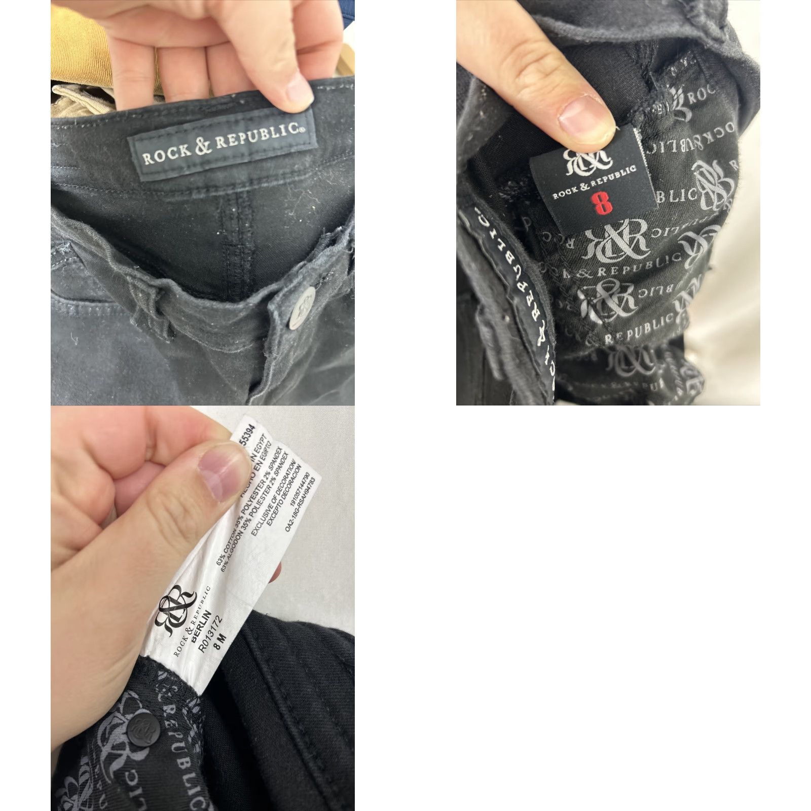 Vintage Rock And Republic Berlin Jeans Black Distressed Womens 8 29x30 Ankle Size ONE SIZE - 9 Thumbnail