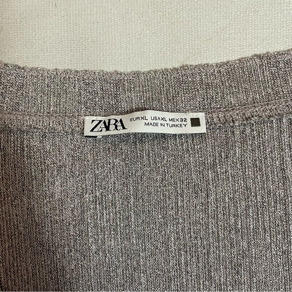 Zara Zara V-neck Ribbed Knit Short Sleeve Grey Tunic Size XL Size XL / US 12-14 / IT 48-50 - 8 Thumbnail