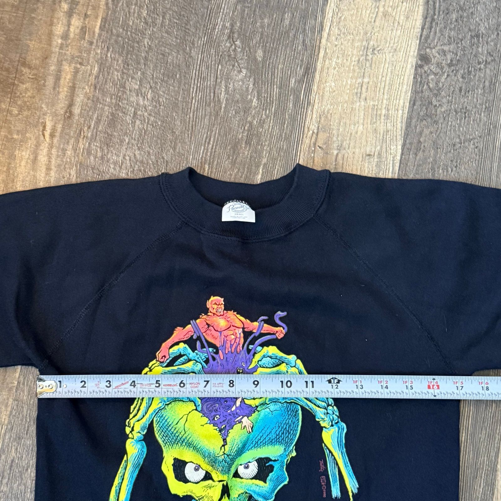 Vintage Vintage 1990 Pannill Neon Skull Sweatshirt Graphic Size US XS / EU 42 / 0 - 6 Thumbnail