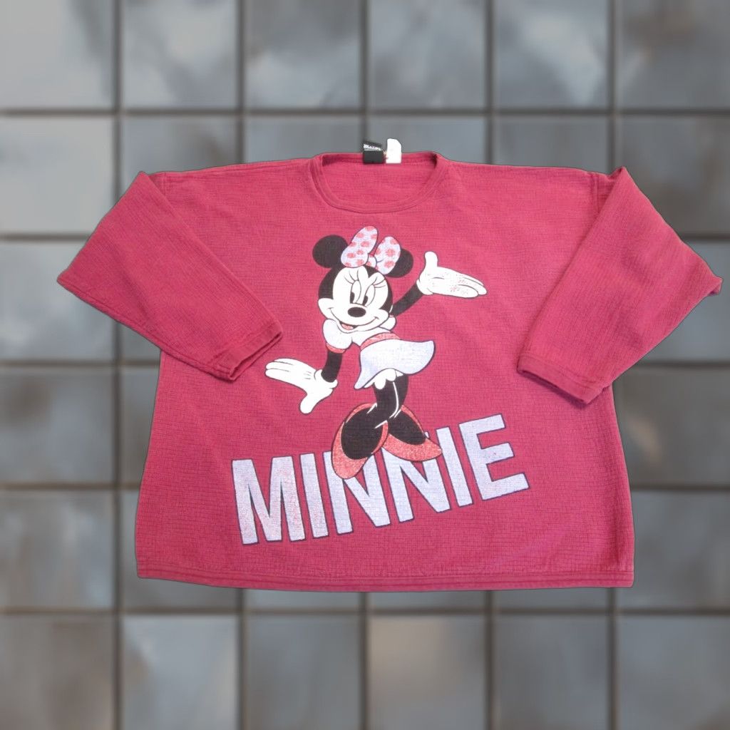 Mickey Unlimited VINTAGE Minnie Mouse Disney Sweatshirt Womens XL Purple 90s 1990s Pullover Crew Neck Sweatshirt Ladies Regular Fit Size XL / US 12-14 / IT 48-50 - 1 Thumbnail