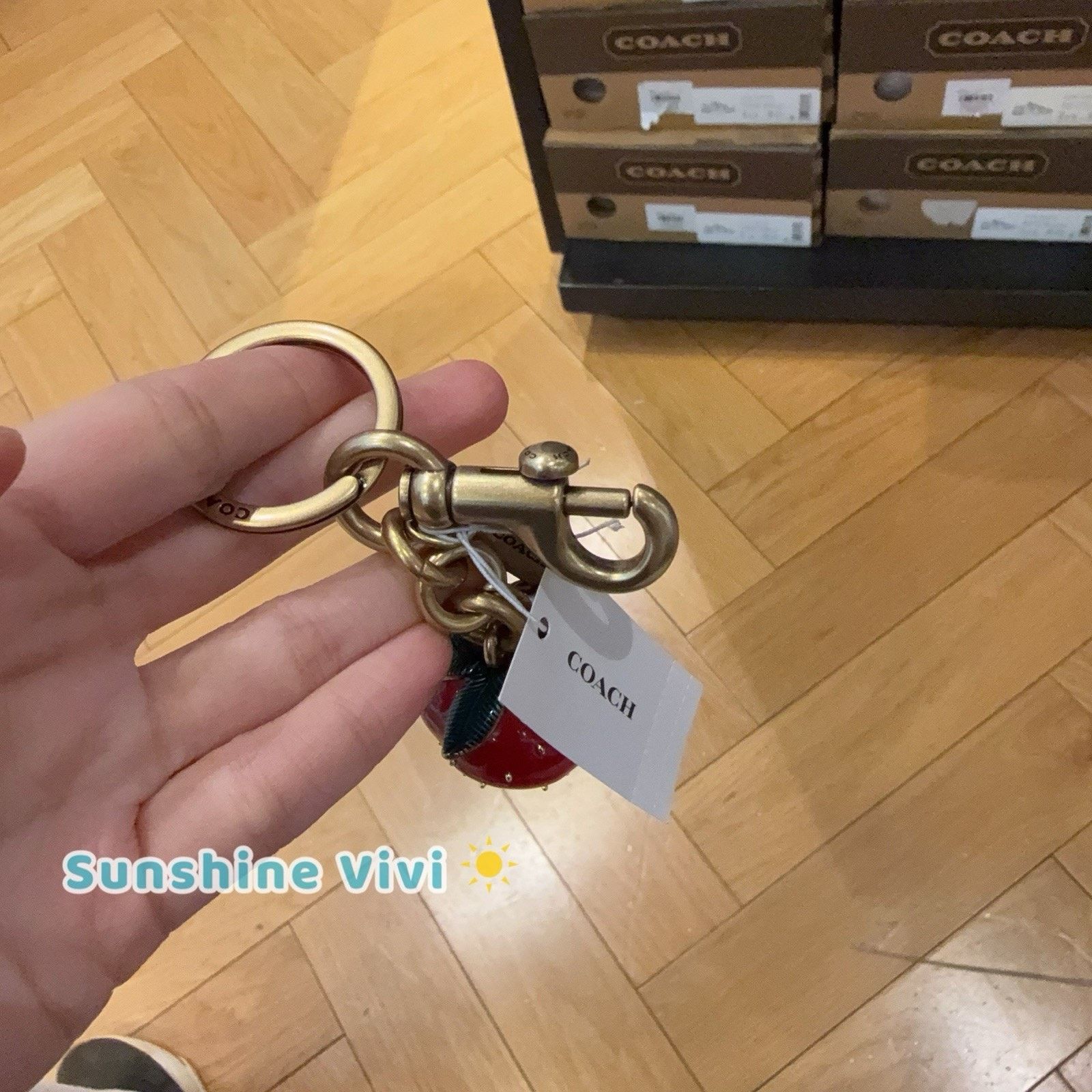 Coach NWT Coach Strawberry Bag Charm CAO50 BRASS/Red with dust bag Size ONE SIZE - 4 Thumbnail