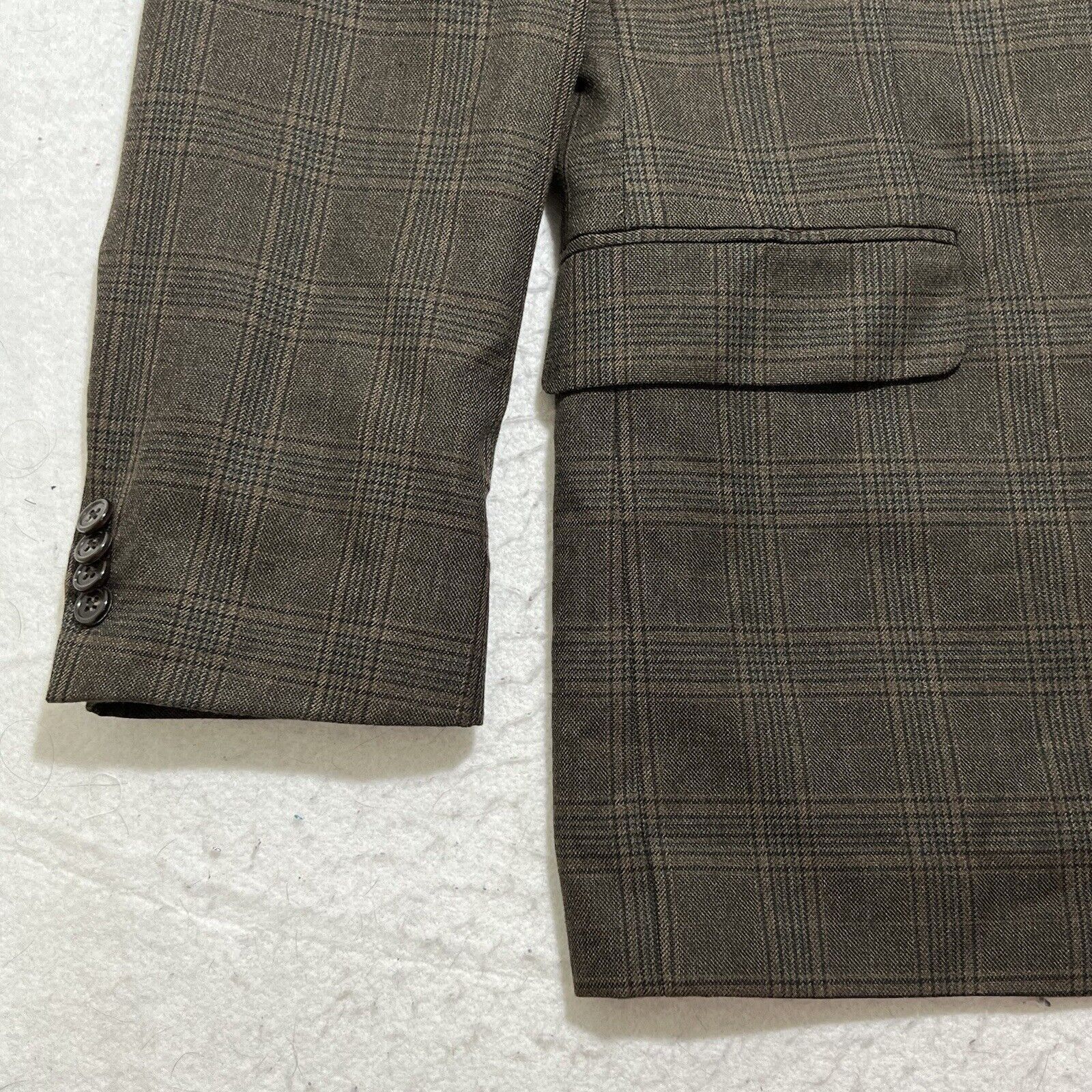 Michael Kors Michael Kors 44L Olive Green/Brown Windowpane Suit Jacket Size 44L - 5 Thumbnail