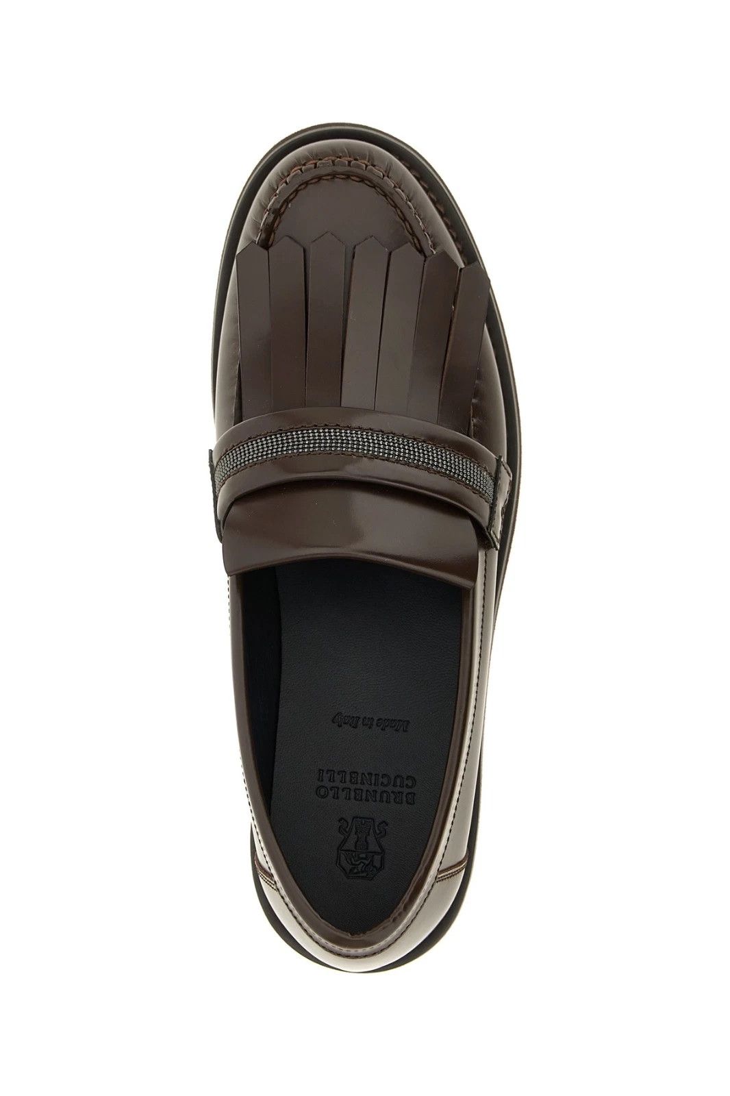Brunello Cucinelli BRUNELLO CUCINELLI Monile Brown Leather Loafers Size US 10 / IT 40 - 4 Thumbnail