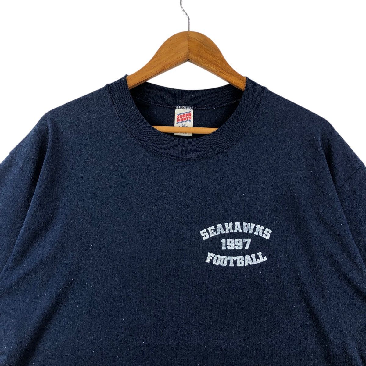 NFL × Vintage Vintage 90s Seahawks Football Tee Shirt Soffe Shirt Usa Size US XL / EU 56 / 4 - 2 Thumbnail