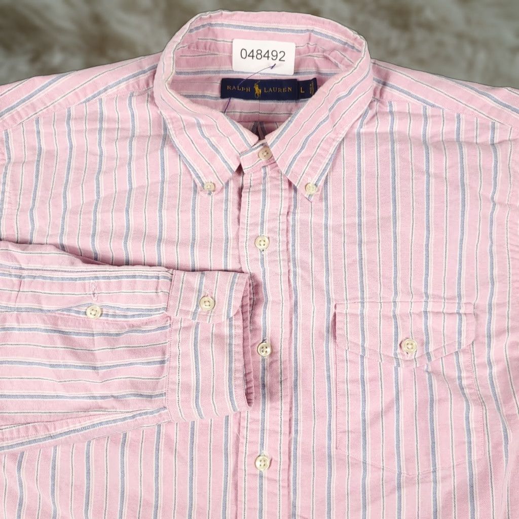 Ralph Lauren Ralph Lauren Shirt Mens Large Pink Striped Button-Up Long Sleeve Cotton Size US L / EU 52-54 / 3 - 1 Thumbnail
