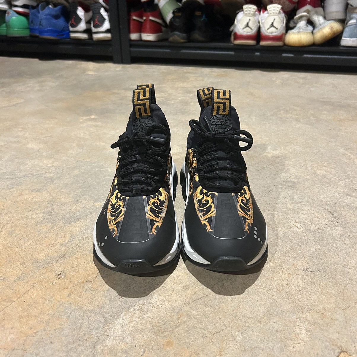Designer × Versace Versace Cross Chainer Baroque Print Gold Black Shoes EU 40.5 Size US 7.5 / EU 40-41 - 4 Thumbnail