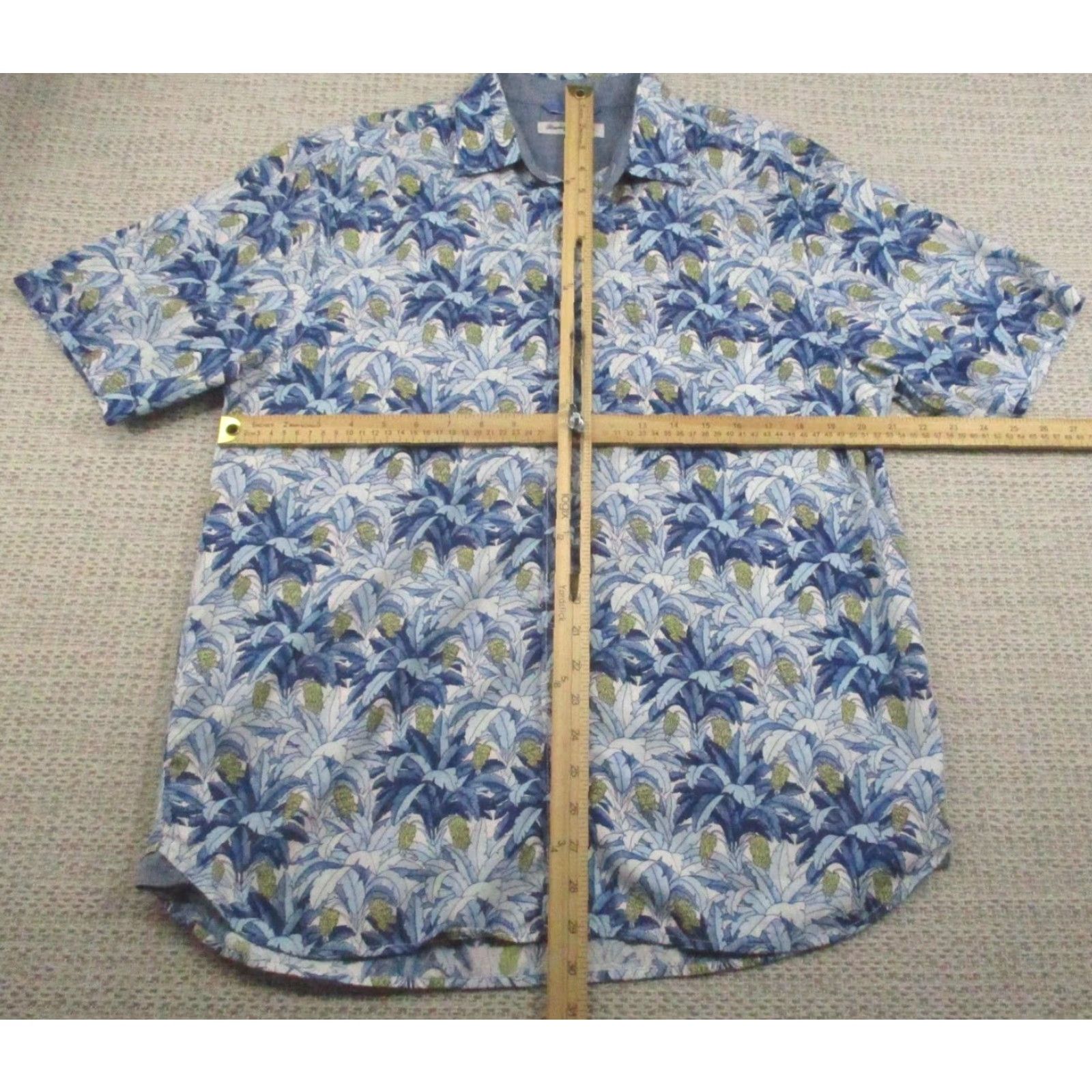 Tommy Bahama Tommy Bahama Shirt Mens Medium Blue Tropical Leaf Print Short Sleeve Button Up Shirt Size US M / EU 48-50 / 2 - 6 Thumbnail