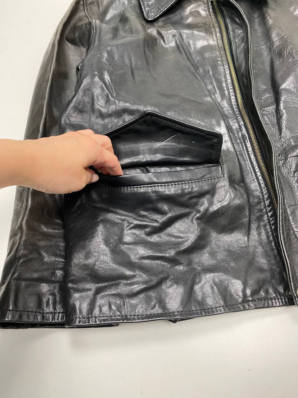 Vera Pelle Vera Pelle Black 52 Vintage Leather Jacket for Men Size US XL / EU 56 / 4 - 5 Thumbnail