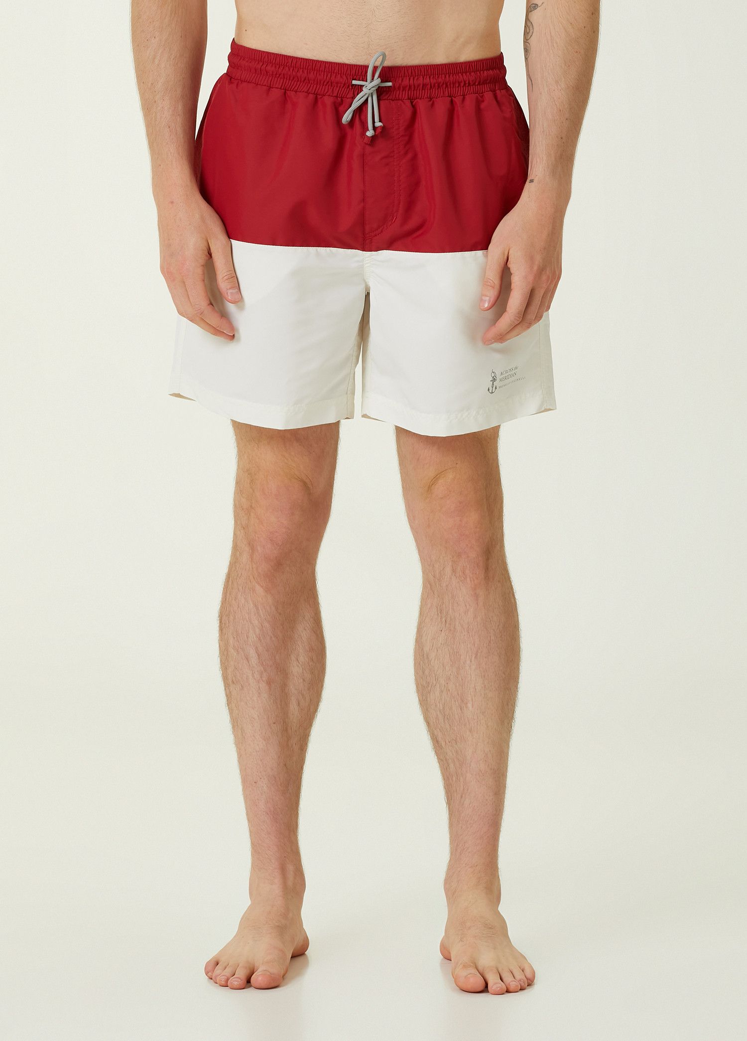 Brunello Cucinelli BRUNELLO CUCINELLI red white Across Meridian swim shorts S Size US 30 / EU 46 - 2 Thumbnail