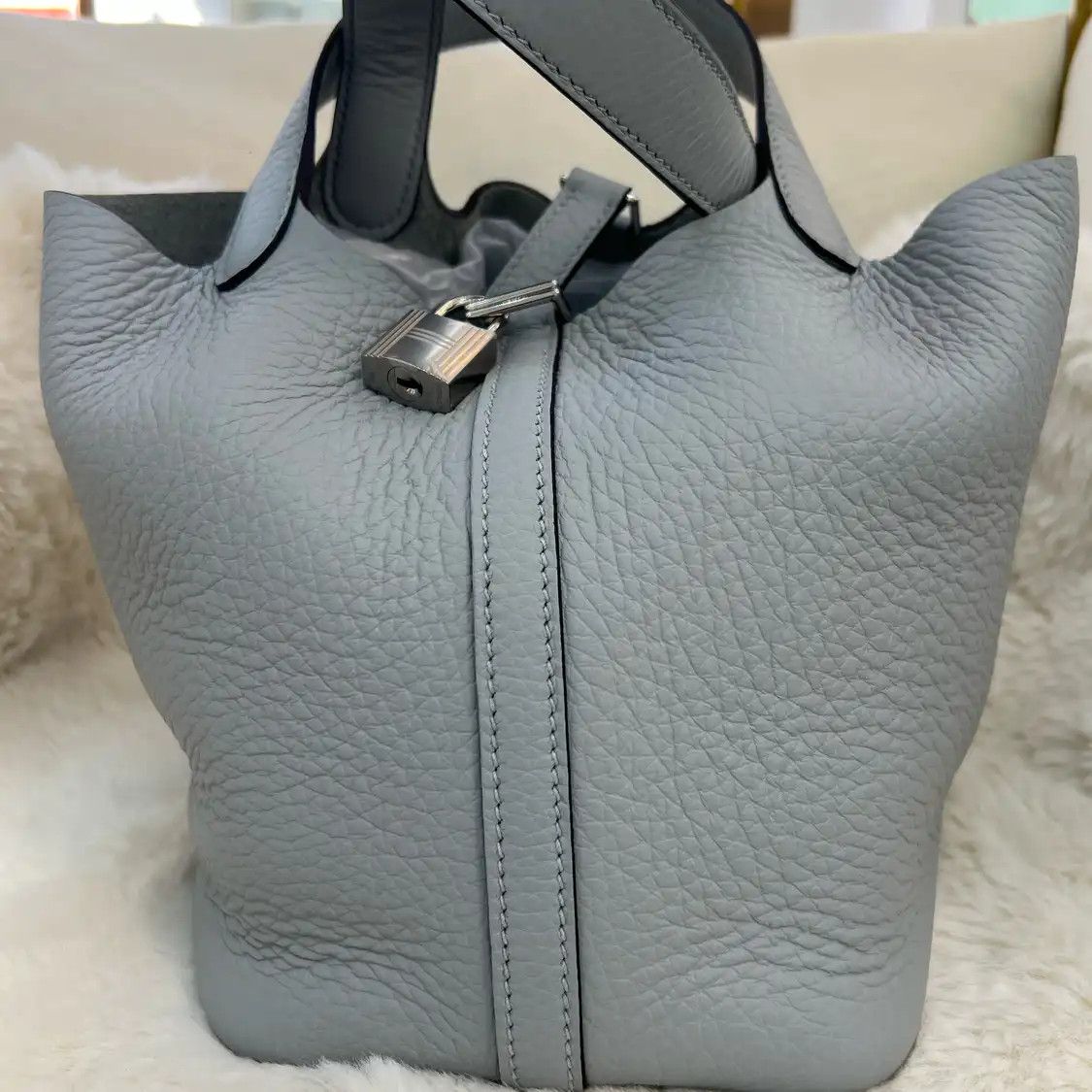 Hermes Hermes Picotin Lock 18 glacier blue Clemence cowhide leather picotin handbag sil Size ONE SIZE - 1 Thumbnail