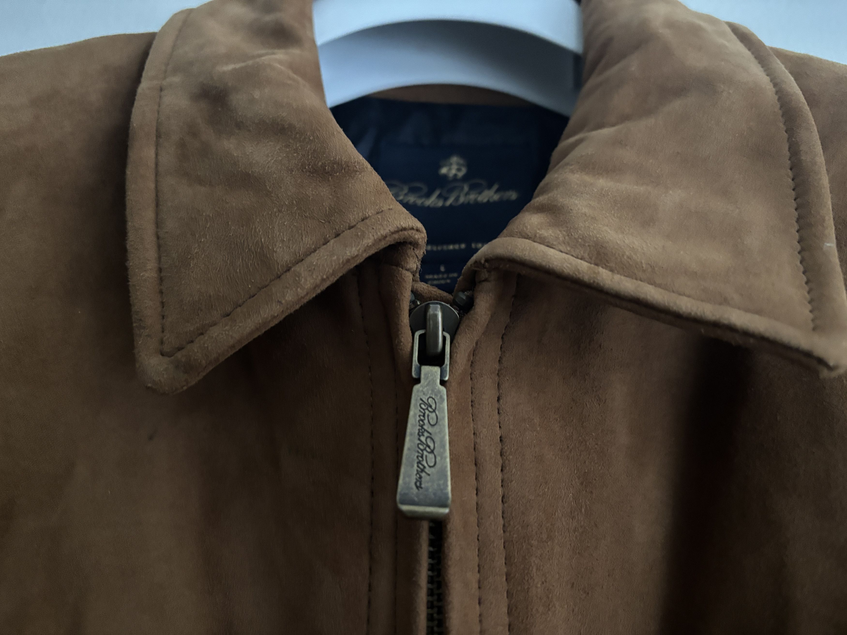 Brooks Brothers $495 Zippered Tan/ Brown Suede Leather Down Vest - Large Size US L / EU 52-54 / 3 - 7 Thumbnail