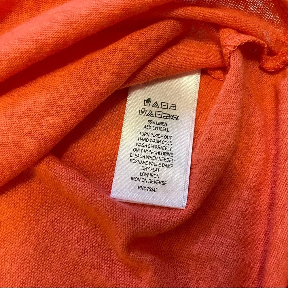 Elie Tahari NWT New Tahari Linen Blend V-Neck Orange Top Size 1X Size XL / US 12-14 / IT 48-50 - 8 Thumbnail